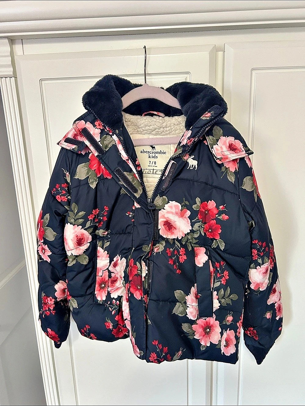 Abercrombie Kids Floral Puffer Jacket Girls 7/8